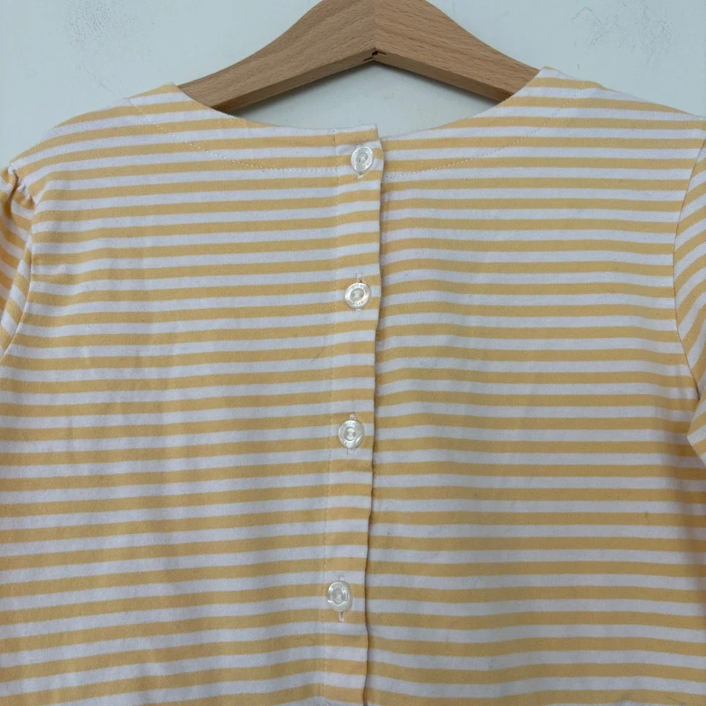 BISBY‎ Kids Girls Rosie Yellow Stripe Floral Dress Sz 12 Button Back Long Sleeve
